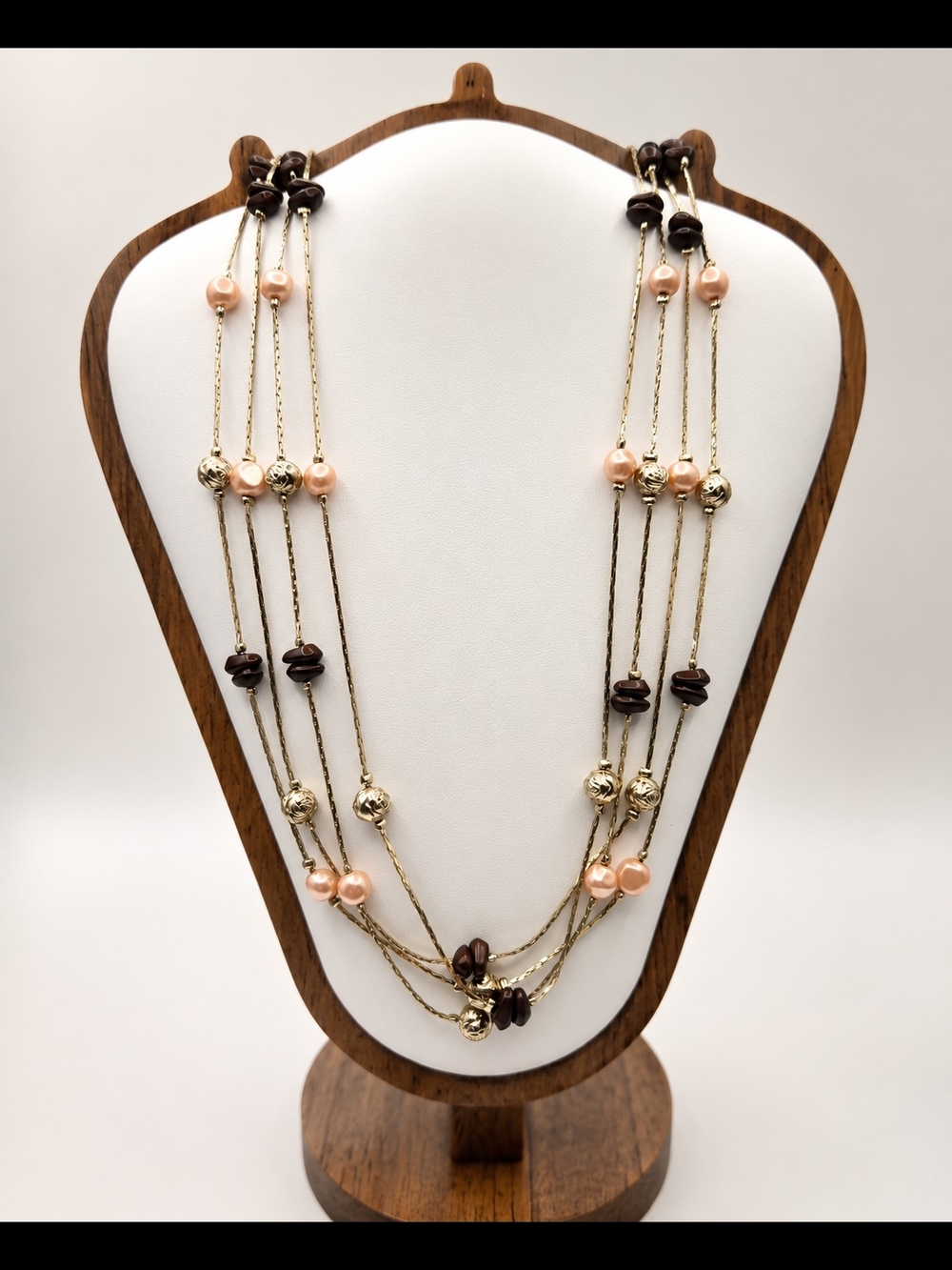 ✨ Vintage Gold Tone Multi-Strand Beaded Necklace ✨